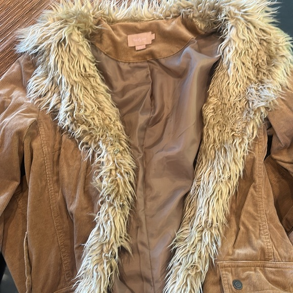 Corduroy Faux Fur Trench-coat - L - Picture 4 of 7